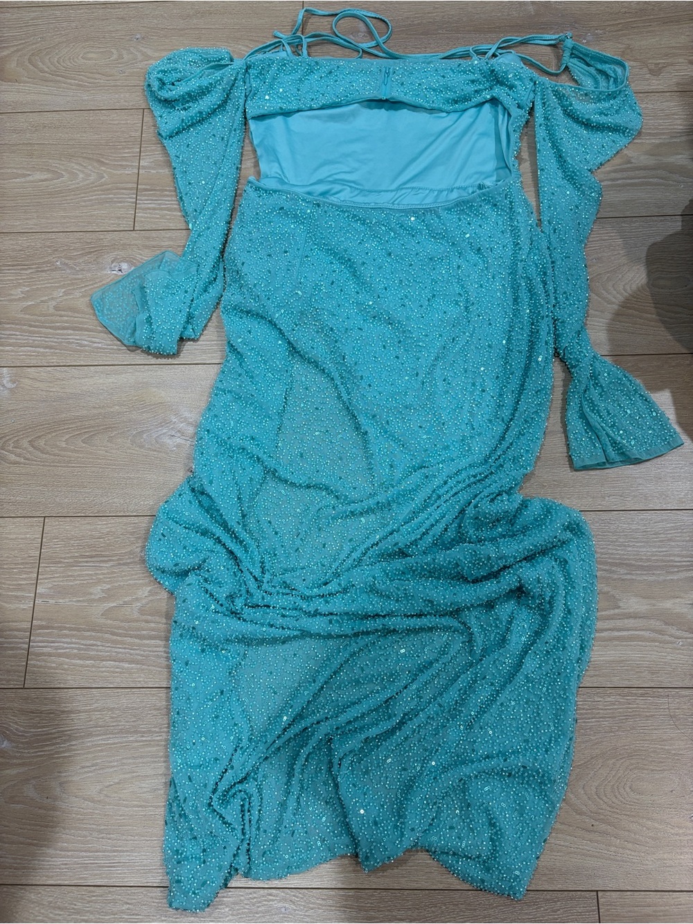 Oh Polly Champel Maxi Dress Size 10 Aqua - Picture 3 of 12